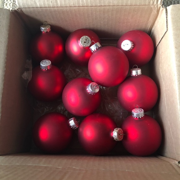Ten Matte Red Christmas Ornaments